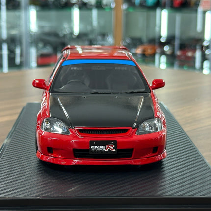 Ignition Model 1:18 Honda Civic EK9 Type R Resin Model Red - studio product photo of the scale model