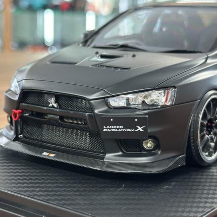 Ignition Model 1:18 Resin Mitsubishi Lancer Evolution X CZ4A Matte Black - detailed die-cast style model