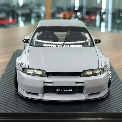 Ignition Model Nissan Skyline GT-R BCNR33 Pandem 1:18 Resin Matte Gray - studio product photo of the scale model