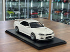Nissan Skyline GT-R V-Spec II BNR34 1:18 Resin Model White Ignition Model - detailed collector display model