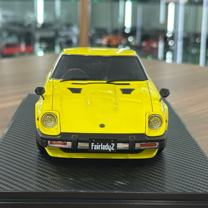Ignition Model 1:18 Nissan Fairlady Z S130 Yellow Resin Model Car - studio product photo of the scale model