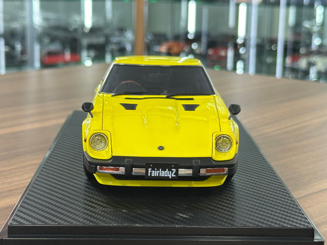 Ignition Model 1:18 Nissan Fairlady Z S130 Yellow Resin Model Car - studio product photo of the scale model