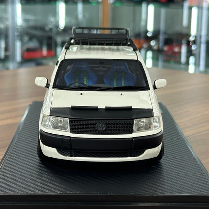 Ignition Model 1:18 Toyota Probox GL NCP51V White Resin - studio product photo of the scale model