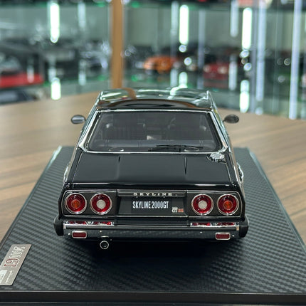 Ignition Model Nissan Skyline 2000 GT-ES C210 1/18 Resin Model Car Black - premium collector scale model