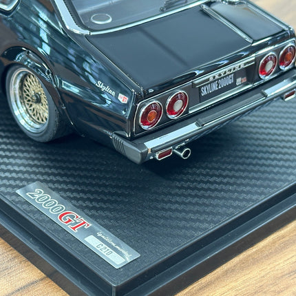 Ignition Model Nissan Skyline 2000 GT-ES C210 1/18 Resin Model Car Black - showroom-quality model replica