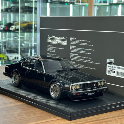 Ignition Model Nissan Skyline 2000 GT-ES C210 1/18 Resin Model Car Black - scale model collectible piece