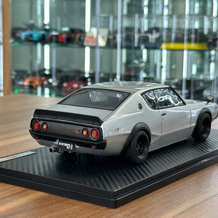 Ignition Model 1:18 Nissan Skyline 2000 GT-R KPGC110 Silver Custom Diecast Model - fine detailed model replica