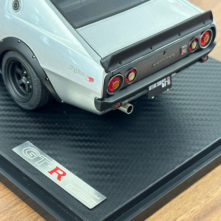 Ignition Model 1:18 Nissan Skyline 2000 GT-R KPGC110 Silver Custom Diecast Model - scale model for display