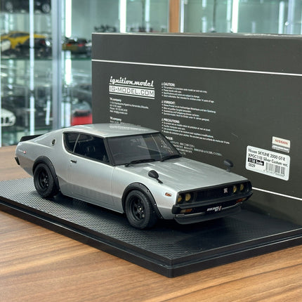 Ignition Model 1:18 Nissan Skyline 2000 GT-R KPGC110 Silver Custom Diecast Model - showroom-quality model replica