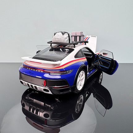 Minichamps Porsche 911 Dakar Blue and White 1:18 Diecast Model Car - scale model for display