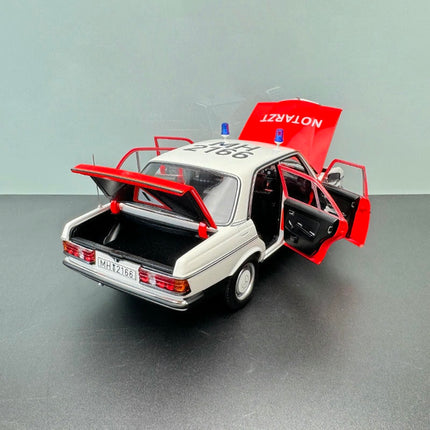 Norev Mercedes-Benz 200 W123 Emergency Ambulance 1984 1:18 Diecast Model Car - detailed die-cast style model