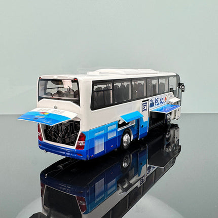 YX Car Model Yutong ZK6122H9 Blue and White Coach Bus 1:42 Diecast Model Bus - scale model for display