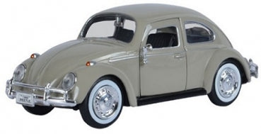 1:18 scale diecast classic Volkswagen Beetle model car in beige with chrome accents