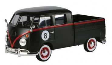 1:18 scale black Volkswagen pickup diecast model car with red trim and racing number 8
