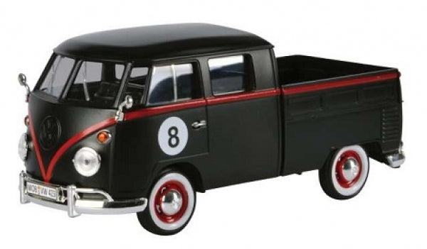 1:24 scale diecast VW pickup model, black with red accents, racing number 8 on door