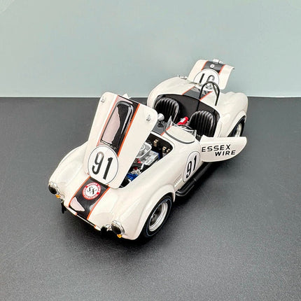 YX Car Model Shelby Cobra 427 S/C White No. 91 1:18 Diecast Model Car - scale model for display