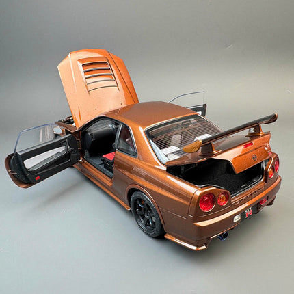 Motorhelix Nissan GT-R R34 Metallic Bronze 1:18 Diecast Model Car - collector edition scale model