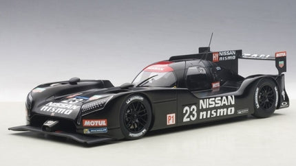 1:18 scale diecast Nissan Nismo black racing car model P1 with detailed decals and livery