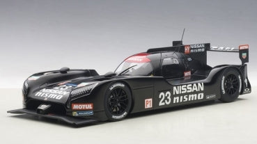 1:18 scale black Nissan Nismo diecast model race car with racing decals and sleek design