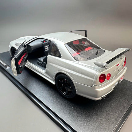 Solido Nissan GT-R R34 Z-Tune Silver 1:18 Diecast Model Car - detailed die-cast style model