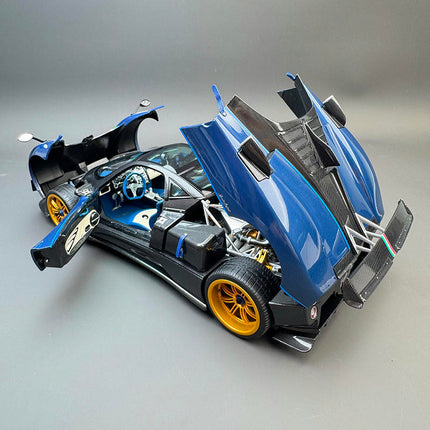 Almost Real Pagani Zonda Tricolore 2010 Blue Carbon Fiber 1:18 Diecast Model Car - collector edition scale model