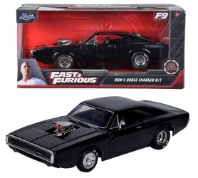 1:24 scale black Dodge Charger diecast model car from Fast and Furious in box and display