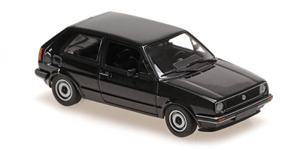 1:43 scale black diecast model car, classic hatchback design, detailed features