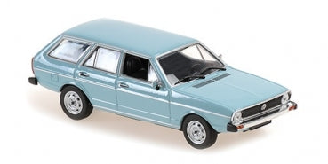 1:18 scale diecast model of a light blue vintage station wagon car