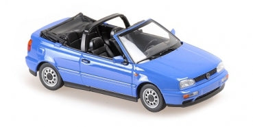 1:18 scale blue convertible diecast model car with black interior, detailed wheels and open top