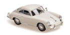 White diecast Porsche 356 model car, 1:18 scale, with detailed exterior design