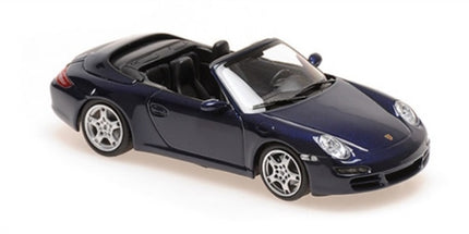 1:18 scale diecast blue Porsche convertible model car with detailed wheels and interior