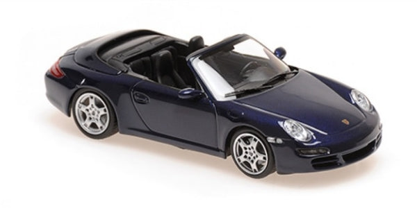 1:18 scale diecast blue Porsche convertible model car with detailed wheels and interior