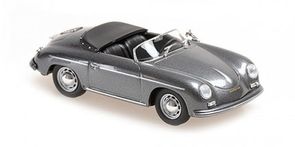 1:18 scale diecast model of a classic silver convertible sports car with black interior