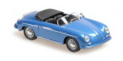 Blue diecast model car convertible 1:18 scale with black interior, classic design
