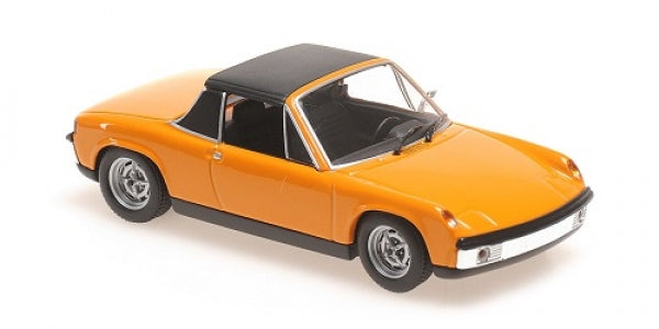 1:18 scale orange diecast Porsche model car with black roof, detailed classic design