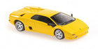 Yellow diecast model sports car in 1:18 scale with detailed wheels and rear spoiler
