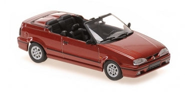 1:43 scale red diecast model convertible car with detailed black interior
