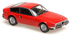 Red diecast model car in 1:18 scale, classic coupe design, collectible miniature vehicle