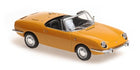Yellow diecast convertible model car 1:18 scale with detailed black interior and chrome accents