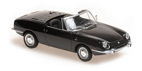 1:43 scale black diecast classic convertible model car, highly detailed, collector display
