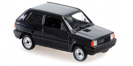 Black 1:43 scale diecast model compact car with detailed exterior and silver wheels