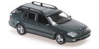 1:43 scale diecast model car, dark green Saab 9-5 station wagon, detailed exterior