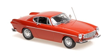 Red diecast model car 1:18 scale, classic coupe with chrome details and antenna