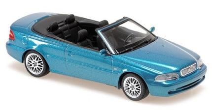 1:18 scale blue diecast convertible model car with black interior and silver wheels