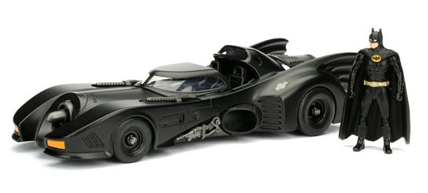 1:18 scale black Batmobile diecast model car with Batman figure