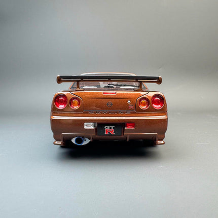 Motorhelix Nissan GT-R R34 Metallic Bronze 1:18 Diecast Model Car - premium collector scale model