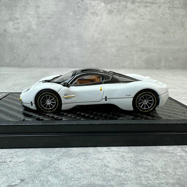 LCD Model Pagani Utopia White 1:64 Diecast Model Car - studio product photo of the scale model