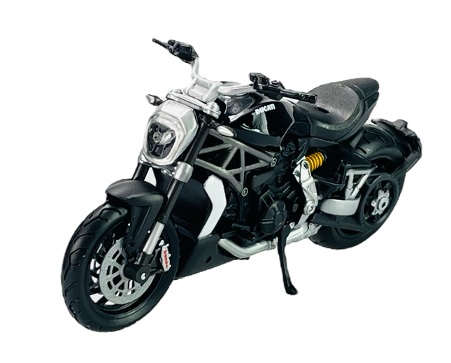 1:18 scale diecast Ducati model motorcycle in black with realistic details
