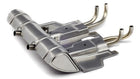 Detailed diecast model car dual exhaust system with chrome finish, isolated on white