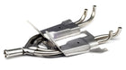 Metal diecast model car exhaust system part on white background